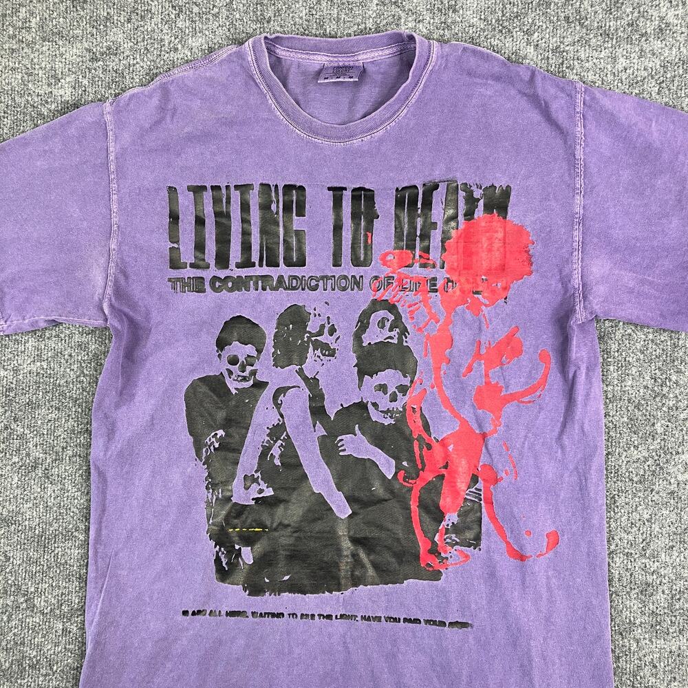 Comfort Colors T-Shirt‎ Mens M Purple Graphic Gothic Washed Streetwear Art Tee